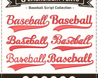 Baseball Embroidery Fonts Bundle Machine Embroidery Fonts Baseball Embroidery Script Embroidery Baseball Stitch Font Bx Pes Dst Hus Jef Vp3