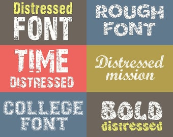 Bundle Distressed font Grunge font Varsity Distressed Monogram Distressed Fonts TTF SVG Distressed font for Cricut & Silhouette Bundle Fonts