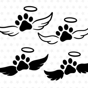 Pet Memorial Svg Paw Pet Svg Pet Loss Svg Paw With Angel Wings Svg Paw Dog Memorial Svg Pet Loss Svg Files Pour Cricut Silhouette