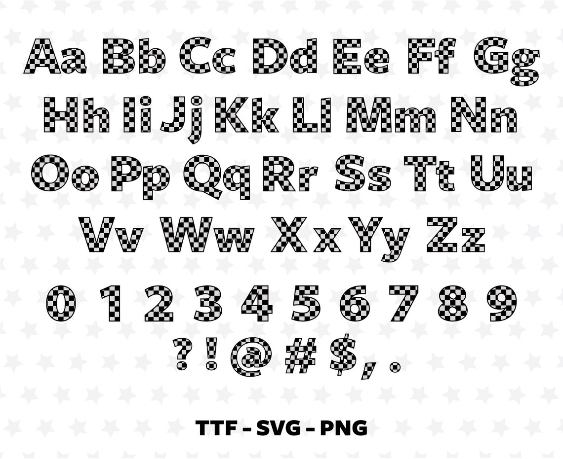 Checkered Letters Font TTF SVG PNG for Cricut Silhouette Glowforge ...