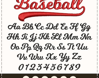 Baseball Embroidery Font BX Machine Embroidery Font Script Embroidery Font Cursive Baseball Embroidery Font BX Pes Hus Jef Dst Vp3