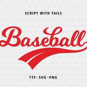 Baseball Font With Tails Baseball Font TTF SVG Text Tails Baseball Script Font Softball Font Baseball Font Cricut Baseball Logo Font