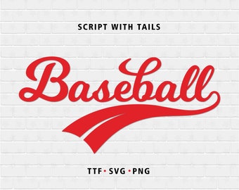 Baseball Font With Tails Baseball Font TTF SVG Text Tails Baseball Script Font Softball Font Baseball Font Cricut Baseball Logo Font