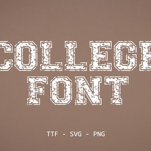 Varsity-lettertype wit noodlijdend lettertype Grunge-lettertype Distressed Varsity Monogram-lettertype Grunge belettering lettertype noodlijdende lettertype svg Cricut silhouet