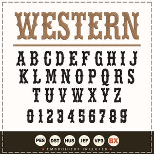 Western Embroidery Letter Western Embroidery Font Western Machine Embroidery Font Western Letter Embroidery Western BX Pes Hus Jef Dst Vp3