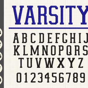 Sport-Stickbuchstaben, Varsity-Stickschrift, College-Maschinenstickschrift, Sport-Buchstaben, Stickbuchstaben, Varsity-Alphabet, Pes Hus Jef Dst