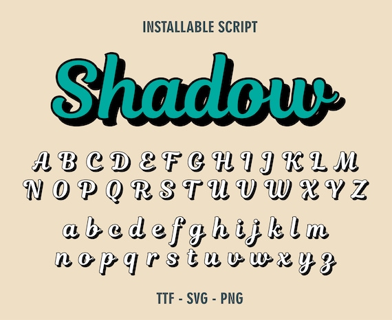 Shadow Font Ttf Svg Png Shadow Letters Font Shadow Cursive - Etsy