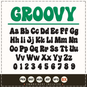Groovy Embroidery Letters Groovy Embroidery Font Groovy Machine Embroidery Font Groovy Letter Embroidery Groovy Font Bx Pes Hus Jef Dst Vp3