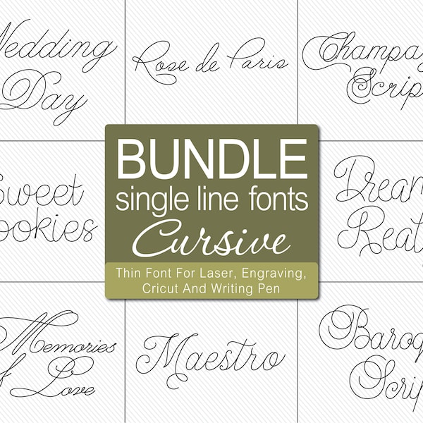 Single Line Font Gravurschrift Single Stroke Font Stick Schriftart Single Line Font für Cricut Glowforge Schriftart für Laserschrift für Cricut Bundle