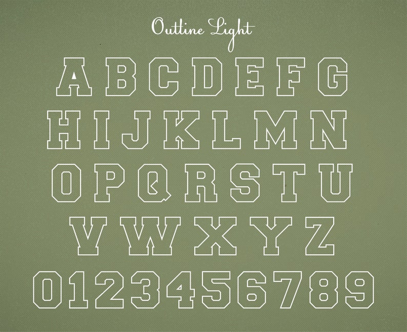 Outline Font Hollow Font Outline Font Handwriting Varsity Font - Etsy
