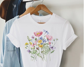 Blumen Shirt, Geschenk für sie, Blumen Shirt Ästhetisch, Blumen Grafik T-Shirt, Blumen Shirt, Blumen T-shirt, Wildblumen Shirt, Wildblumen T-shirt