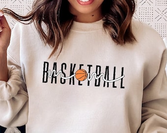 Camiseta de baloncesto para mamá con cuello redondo, camiseta de baloncesto para mamá, camiseta para mamá para mujer, camiseta para mamá de baloncesto, regalo para el día de la madre, camiseta para mamá de baloncesto