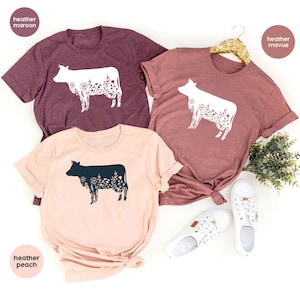Floral Cow Shirt, Cow Farm Shirt, Country T Shirt, Dairy Farm, Cow T Shirt, Cow Lover Shirt, Farming Shirt, Farm Girl Shirt, Cow Lover Gift