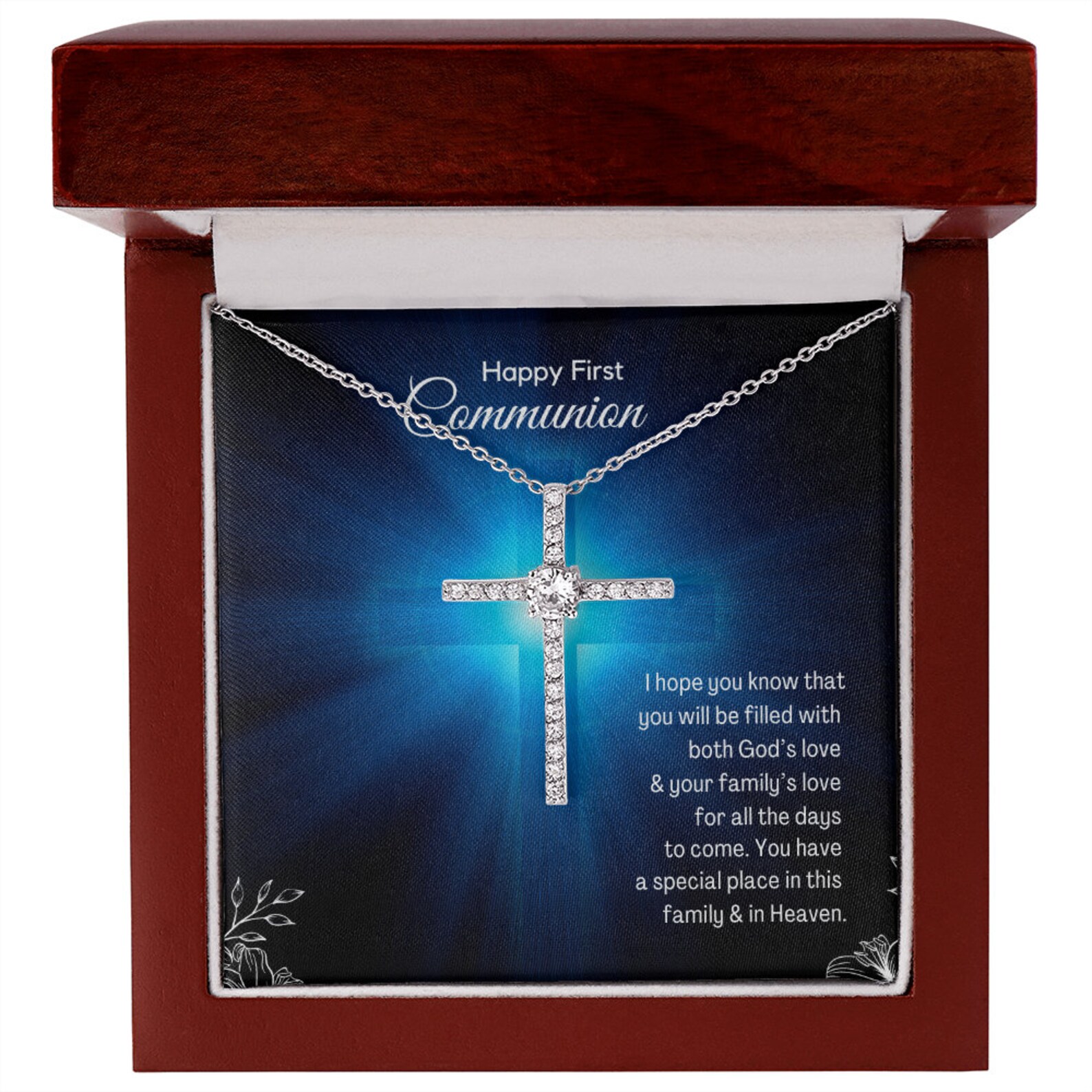 First Communion Cross Necklace Gift for Daughter Etsy