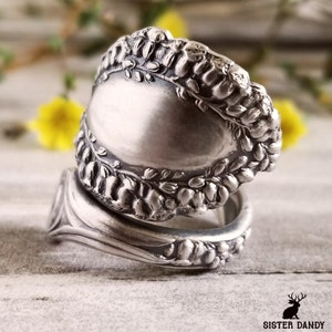 Unique Floral Ring, Handmade Silver Bloom Ring, Vintage Floral Lily Ring, Handmade Spoon Ring, Antique Silver Spoon Ring, Ring Gift, 1753