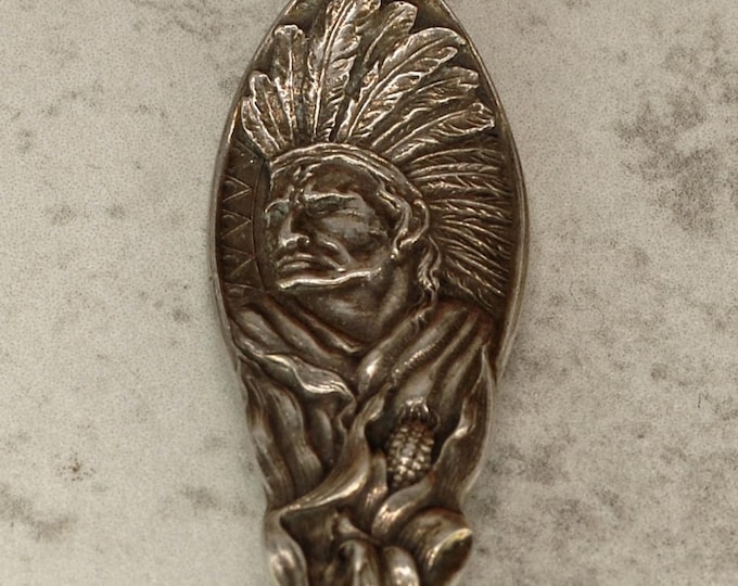 Antique Sterling Silver Spoon, Rare Souvenir Spoon, Vintage Solid .925 Sterling Silver Spoon, Native American Spoon, Niagara Spoon, 2419