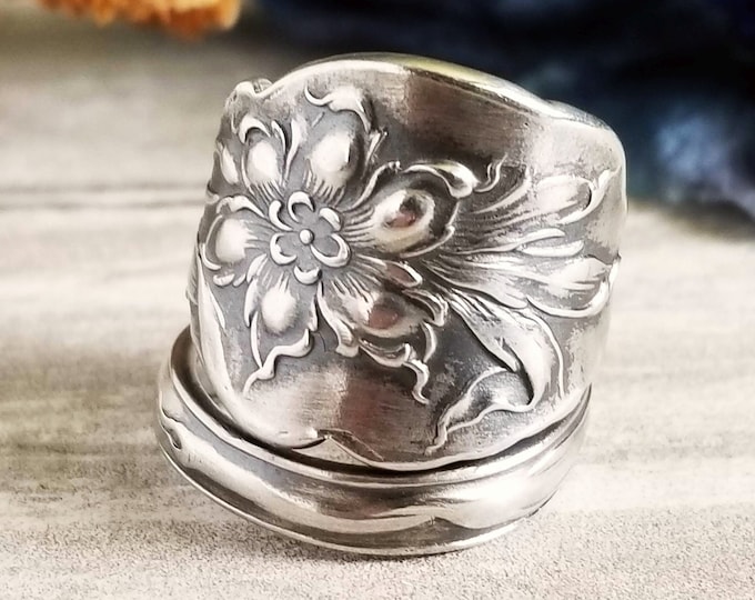 Handmade Daffodil Ring, Spring Bloom Ring, Vintage Daffodil Ring, Silver Narcissus Ring, Floral Ring Gift, Antique Flower Ring, 631