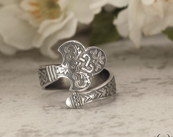 Dainty Celtic Wrap Ring, Irish Weave Jewelry, Silver Celtic Knot Ring, Vintage Celtic Weave Keepsake, Sterling Silver Spoon Ring Gift, 2294