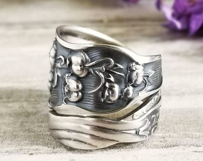 Lily of the Valley Ring, Sterling Silver Spoon Ring, Vintage Floral Ring, Lily Spoon Ring, Antique Silver Spoon Ring, Flower Ring, 222