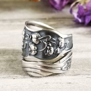 Lily of the Valley Ring, Sterling Silver Spoon Ring, Vintage Floral Ring, Lily Spoon Ring, Antique Silver Spoon Ring, Flower Ring, 222