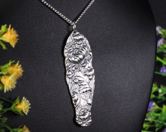 Chrysanthemum Sterling Necklace, Art Nouveau Pendant, Silver Mum Necklace, Unique Flower Pendant, Art Nouveau Flower Pendant, 343P