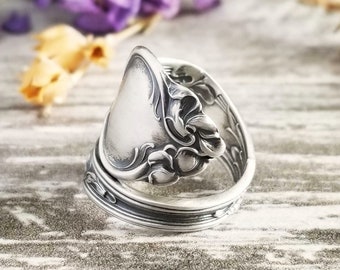 Handmade Violet Sterling Ring, Adjustable Wild Violet Ring, Vintage Flower Spoon Jewelry, Sterling Spoon Ring, Art Nouveau Violet Ring, 416