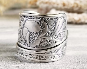Antique Towle Poppy Ring, Wild Poppy Bloom Ring, Sterling Silver Ring, Vintage Spoon Jewelry, Art Nouveau Spoon Ring, Towle Orchid Ring, 158