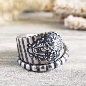 Sterling Bacchus Ring, Sterling Spoon Ring, Jester Ring, Spiral Spoon Ring, Vintage Spoon Ring, Sterling Silver Spoon Ring, Jester Ring, 893