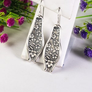 Forget-Me-Not Flower Earrings, Bridal Dangle Earrings, Bridesmaid Floral Earrings, Forget-Me-Not Jewelry, Art Nouveau Style Earrings, 284-A