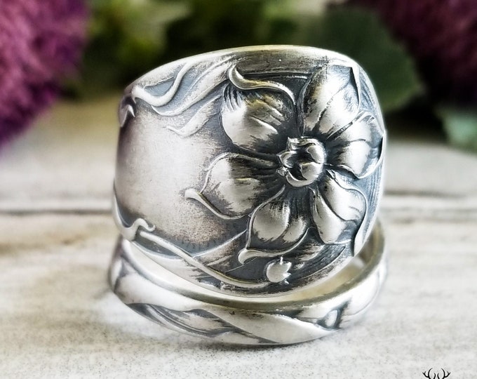 Daffodil Sterling Ring, Narcissus Unger Ring, Vintage Spring Floral Bloom Ring, Silver Spoon Ring, Floral Ring, Antique Flower Ring, 926