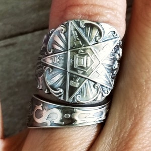 Sterling OES Spoon Ring, Order of the Eastern Star Spoon Ring, Vintage Masonic Ring, Rare Ruth Spoon Ring, Silver OES Spoon Ring, 1554