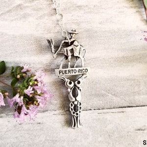 Sterling Silver Puerto Rico Pendant, Donkey and Rider Necklace, Antique Silver Spoon Jewelry, Unique Jewelry for Her, Puerto Rico Gift, PR1