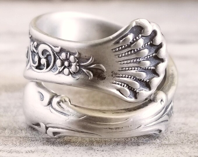 Forget-Me-Not Flower Ring, Art Nouveau Style Spoon Ring, Forget-Me-Not Jewelry, Flower Bridal Spoon Ring, Rococco Floral Ring, 415