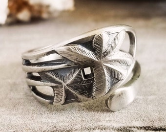 Petite Palm Tree Ring, Florida Silver Ring, Beach Souvenir Ring, Florida Ring, Sterling Spoon Ring, Vintage Ring, Sterling Ring Gift, 1108