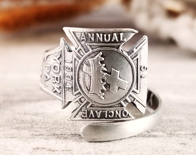 Unique Masonic Ring, Dainty Sterling Silver Ring, Masonic Silver Spoon Ring, Secret Society, Unique Silver Ring, Vintage Jewlery Gift, 1344