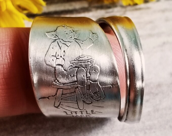 Sterling Little Jack Horner Ring, Adjustable Sterling Silver Spoon Ring, Nursery Rhyme Ring, Unique Jewelry Gift, Unique Sterling Ring, 1933