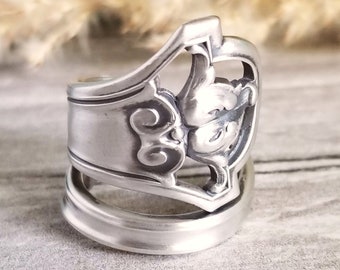 Victorain Lace Sterling Spoon Ring, Unique Spoon Ring, Vintage Spoon Ring, Vintage Sterling Spoon Jewelry, Antique Victorian Ring, 1341