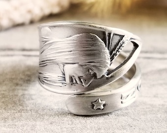 Handmade Native American Ring, Sterling Indigenous Ring, Sterling Native American Oregon Ring, Sterling Silver Oregon Spoon Ring, 1076B