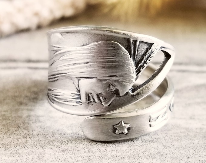 Handmade Native American Ring, Sterling Indigenous Ring, Sterling Native American Oregon Ring, Sterling Silver Oregon Spoon Ring, 1076B