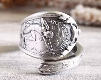 Sagittarius Zodiac Archer Ring, Handmade Sterling Zodiac Ring, Astrology Ring, Sagittarius Spoon Ring, Archer Jewelry, Tarot Jewelry, 830B