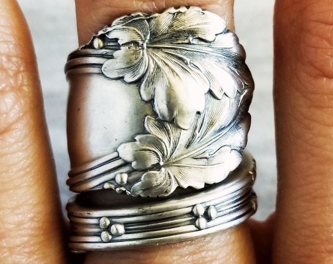 Handmade Oak Leaf Ring, Sterling Botanical Leaf Ring, Vintage Nature Ring, Vintage Tree Jewelry, Nature Inspired Spoon Ring, Leaf Ring, 115