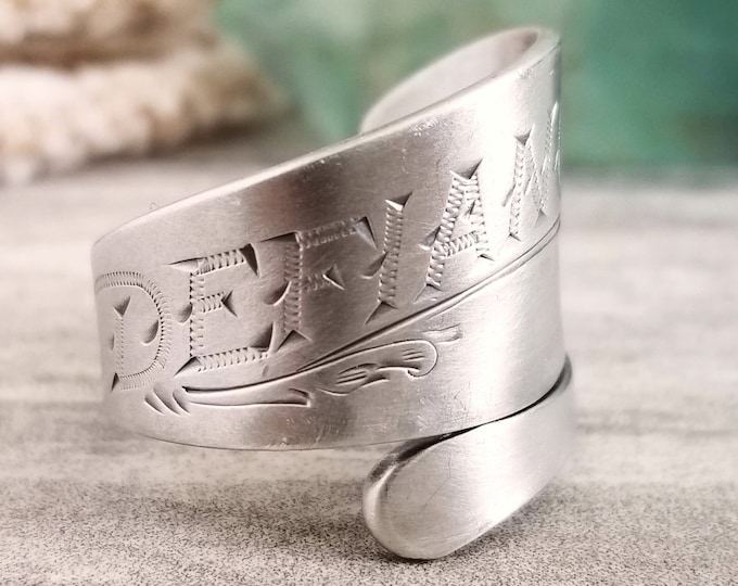 Defiance Ohio Ring, Antique Lunt Sterling Silver Spoon Ring, Vintage Defiance Spoon Ring, Defiance Ohio Souvenir, Rebellious Jewelry, 1462