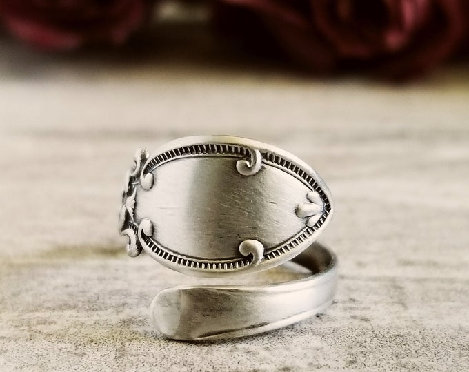 Handmade Victorian Sterling Ring, Silver Spiral Ring, Unique Vintage Ring, Vintage Jewelry, Sterling Silver Spoon Ring, Rococo Ring, 1784