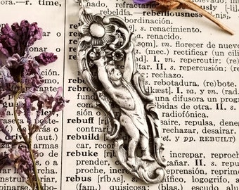 Handmade Cherub Pendant, Angel Necklace, Cherub Necklace, Sterling Silver Cupid Necklace, Silver Pendant, Nature Inspired Necklace, 1094P