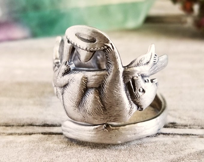 Sterling Bear Cubs Ring, Handmade Bear Cub Silver Ring, Sterling Silver Teddy Bear Ring, Grizzly Bear Silver Ring, Teddy Bear Ring, 1984