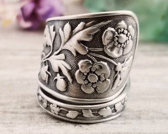 Handmade Forget-Me-Not Flower Ring, Floral Art Nouveau Ring, Forget-Me-Not Jewelry, Flower Bloom Bridal Ring, Rococco Floral Ring, 659
