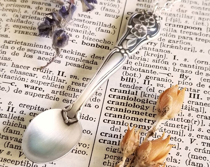 Prairie Rose Necklace, Sterling Spoon Necklace, Miniature Spoon Flower Necklace, North Dakota Necklace, Womens Silver Flower Pendant