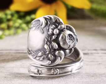 Sterling Shiebler Rose Ring, Handmade Rosa Bloom Ring, Sterling Rose Ring, Vintage Rose Ring, Antique Rose Jewelry, Retro Rose Ring, 1211