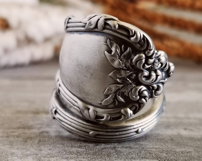 Sterling Silver Victorian Ring, Vintage Spoon Ring, Sterling Spoon Ring, Antique Spoon Jewelry, Sterling Silver Spoon Ring, Boho Ring, 1691