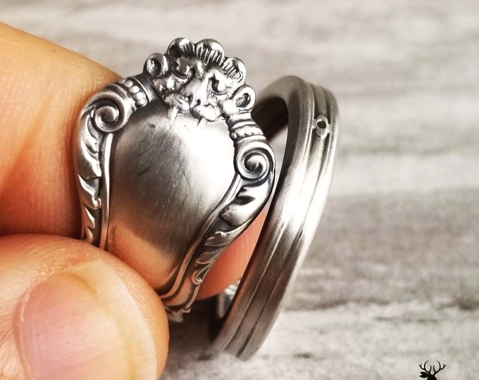 Sterling Lion Wrap Ring, Silver Lion Ring, Leo Astrology Ring, Vintage Victorian Spiral Ring, Sterling Silver Spoon Ring, Unique Ring, 1401